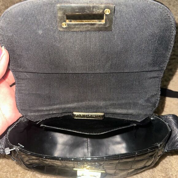 Black Stuart Weitzman Patent Leather Croc Bag - Picture 6 of 14